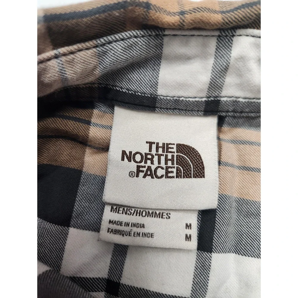 The North Face Shirt Mens Medium Brown Black Plaid Button Up‎ Long Sleeve Casual